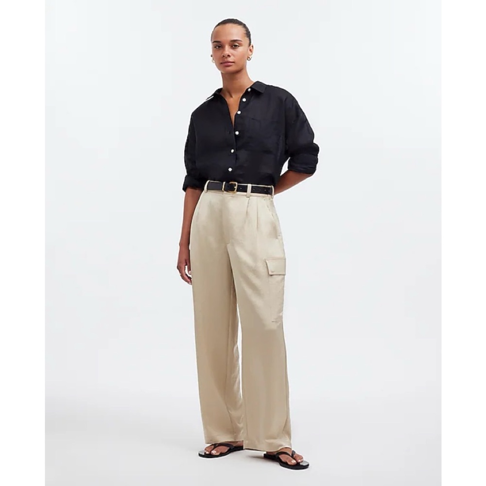 Madewell High-Rise Straight Cargo Satin Trousers! Sz 4!